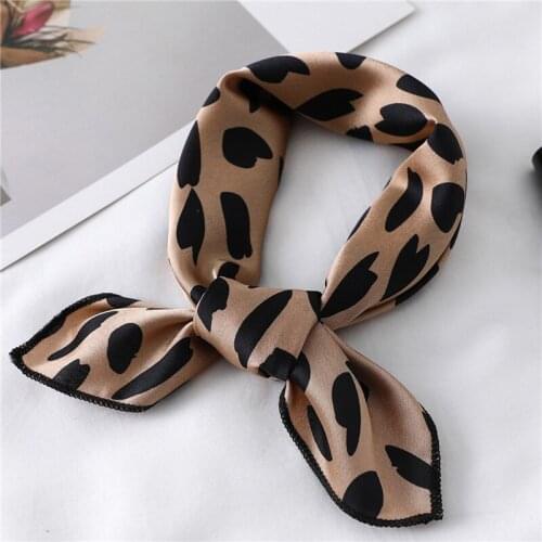 2020 New Women Foulard Square Silk Scarf Animal Leopard Printed Kercheif Lady Hair Neck Wraps Girls Fashion Headband