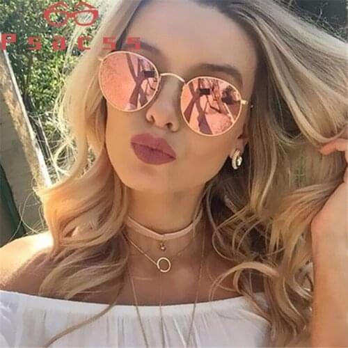 Psacss 2019 Metal Round Sunglasses For Men Women Vintage Rainbow Color Brand Designer Sun Glasses oculos de sol feminino UV400