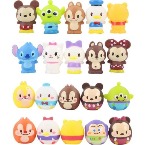 10pcs/Set 3cm Lilo and Stitch Winnie the Pooh Mickey Mouse Donald Duck Rubber Figure Classic Cartoon Collection Cute Toys Dolls