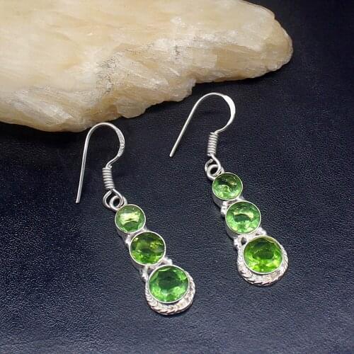 Gemstonefactory Big Promotion Single Unique 925 Silver Green Topaz Gorgeous Women Ladies Gifts Dangle Drop Earrings 20211797