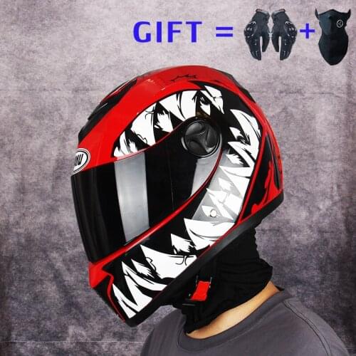 NEW Genuine Motorcycle Full Face Helmets Double Visor Helmet Casco Motorbike Capacete Winter Warm Adult Unisex DOT Approved Gift