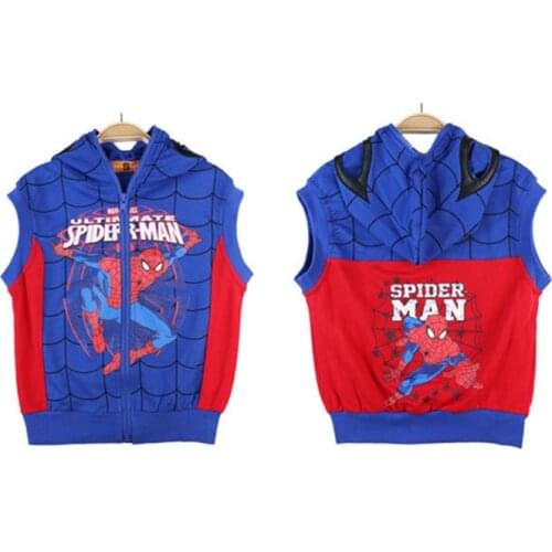 Spring Autumn Boys Sleeveless Hooded Wool Vest Jacket Cartoon Print Coat Kids jacket baby boy Vest Outwear Clothes
