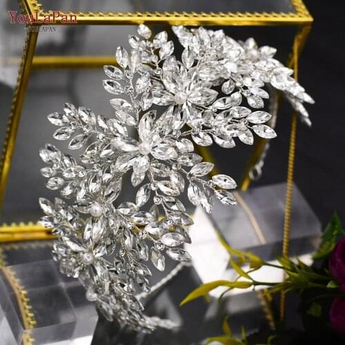 YouLaPan HP375 Trendy Full Rhinestones Wedding Hair Hoop with Pearl Handmade Bridal Headdress Hair Accessorie Head Jewelry 2021