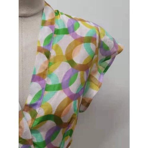 Women Dress 2021 Spring/Summer New Color Circle Sleeveless Low Collar Waist Casual Cake Dress