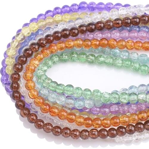 120Pcs 6mm Natural Snow Cracked Crystal Beads Loose Round Spacer Quartz Beads Wholesale For Jewelry Making Women Diy Accessories