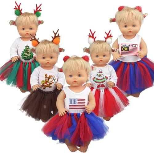 2020 Lovely Christmas net dress set Clothes Fit 42 cm Nenuco Doll 17 Inch Nenuco y su Hermanita Doll Accessories