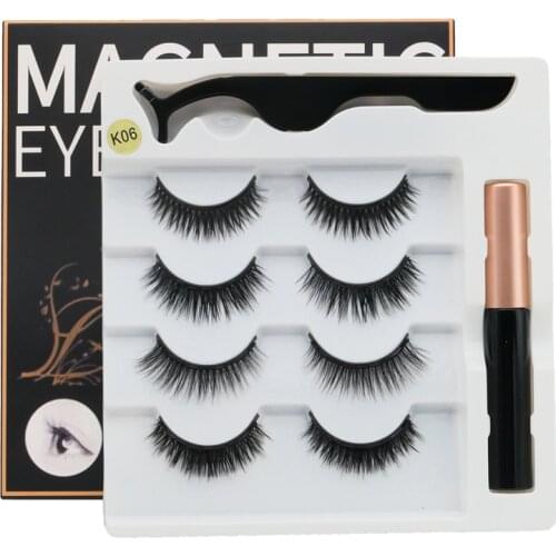 4 pairs of magnetic eyelashes and eyeliner set soft eyelashes natural magnet eyelash makeup eyeliner + eyelash tool set