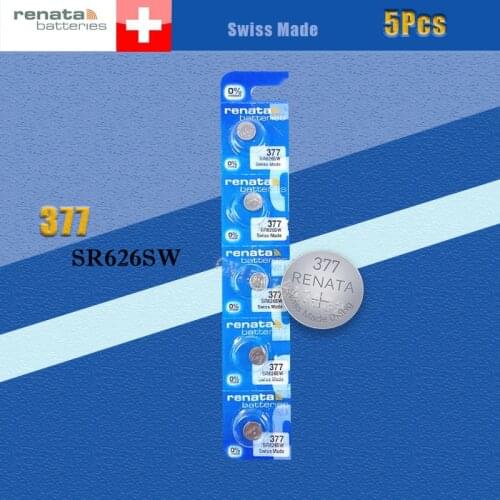 5Pcs/Lot RETAIL Brand New Renata LONG LASTING 377 SR626SW SR626 V377 AG4 Watch Battery Button Coin Cell Swiss Made 100%Original
