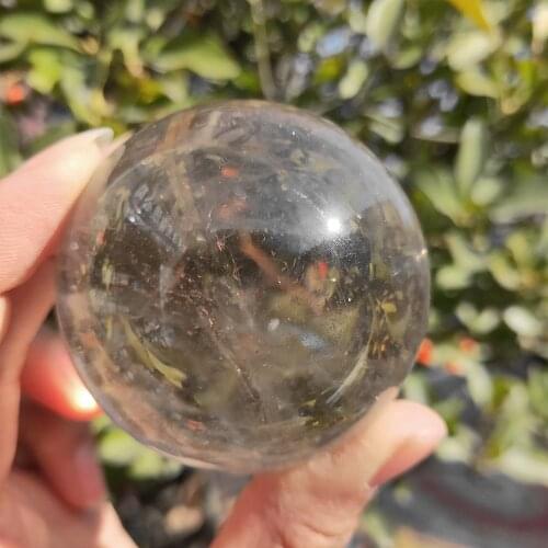 5cm Quartz sphere 100%Natural smoky crystal ball tawney quartz shpere for home decoration
