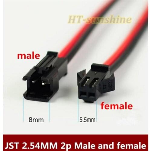 500PCS/LOT SM2.54 LED electronic male and female docking 2P line 2.54mm connector terminal line 20cm 22AWG