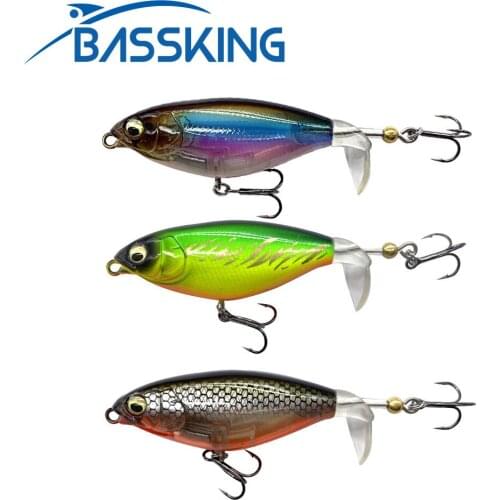 BASSKING 85mm 10.8g Whopper Popper Topwater Fishing Lure Artificial Bait Hard Plopper Soft Rotating Tail Floating Swimbait Pesca