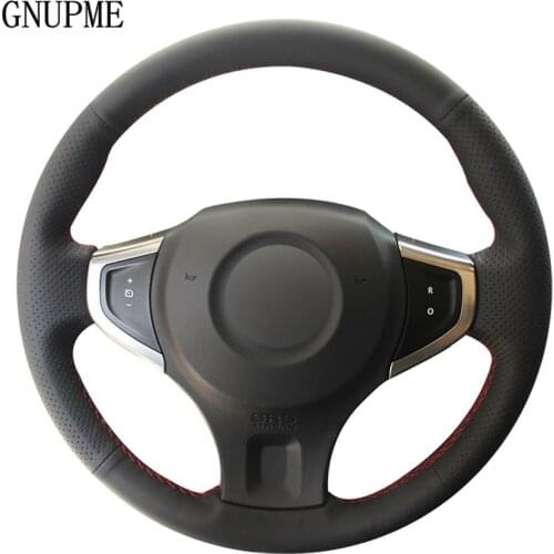 DIY Black Artificial Leather Hand-stitched Car Steering Wheel Cover for Renault Koleos 2009-2014 Samsung QM5