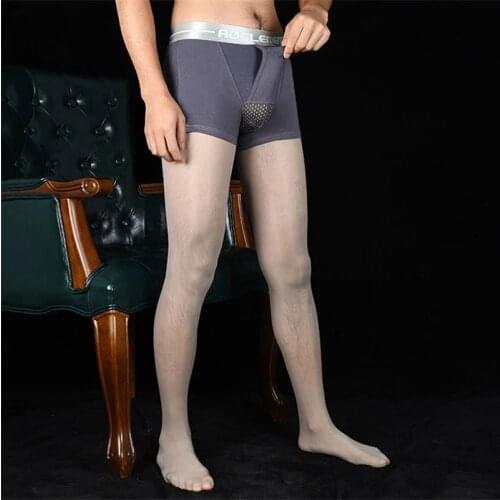 Men Sexy 2 in 1 Underwear Stocking Hollow Out U Convex Pouch Stockings COCkring 912 Pin Oil Glossy Shiny Panties Tight Plus Size