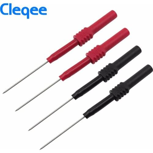 Cleqee P5009 10pcs Soft PVC Insulation Piercing Needle Non-destructive Multimeter Test Probes Red/Black