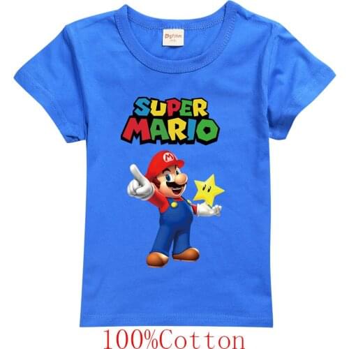 Kids 100% Cotton T Shirts Mario Print Casual Family Clothing Fashion Tops T-shirt Children School Wear
