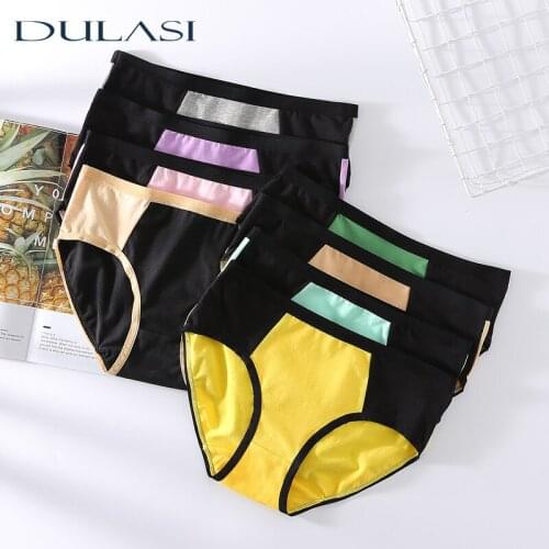 Breathable Cotton Panties For Women Sexy Fashion Patchwork Underwear Comfortable Mid Rise Lingerie Large Size Briefs M-5XL New