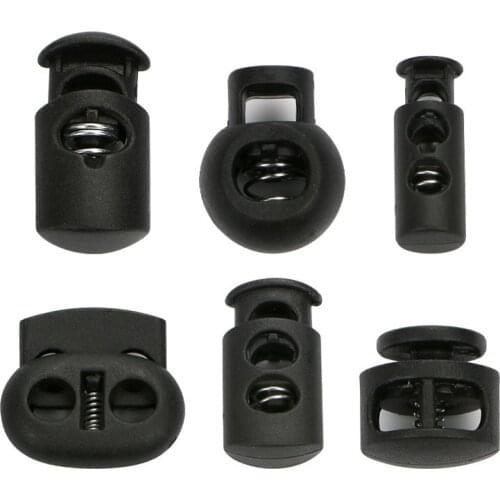 20-50 Pcs Single/Double hole Plastic Stopper Cord Lock Tighten Spring Cord End Buckles DIY Clothes Setting Button Accessories
