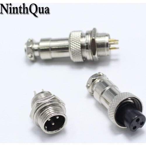 1set GX12 3 Pin Male & Female 12mm Wire Panel Connector Aviation Plug L89 GX12 Circular Connector Socket Plug