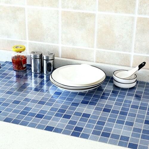 Kitchen Heat-resistant Self-adhesive Plaid Wall Paper Bathroom Waterproof Foil Stickers Anti-oil Wrap Tile Wall Stickers