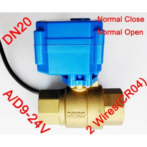 3/4" Brass electric automatic valve , AC/DC9-24V morotized valve 2 wire (CR04), DN20 Mini Electric valve with normal close/ open