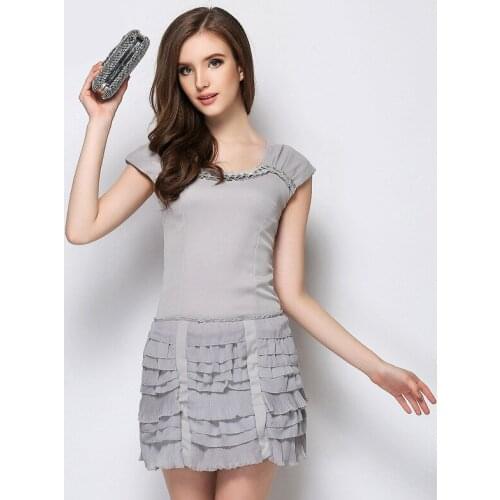 2020 Summer Cascading Ruffle Mini Dresses Short Sleeve O-Neck High End Women Dress Office Lady Bandage Sexy Party Dress Vestidos