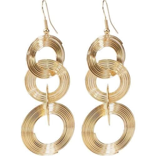 MANILAI Trend Circular Metal Dangle Earrings For Women Multiple layers Alloy Statement Pendant Long Earrings Jewelry Accessories