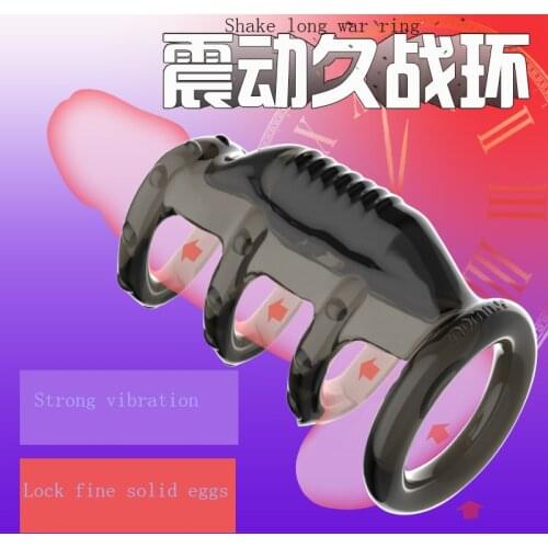 Male vibrate penile lock prepuce long war ring husband and wife vibrate sleeve ring masturbation device adult products