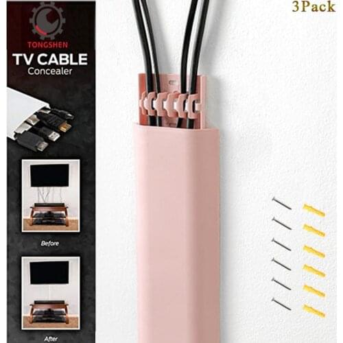 Pink Flat Screen TV Cord Cover Kit Wall Mount TV Cable Concealer Cord Cover Raceway Kit to Hide Cables PP Wiring Cable Duct
