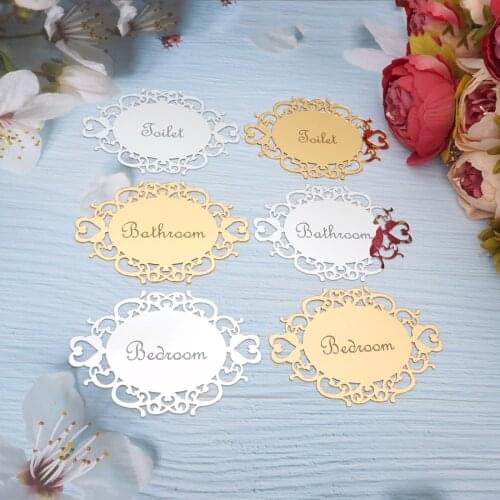 20x14cm WC Door Sign Bathroom Toilet Bedroom Wall Sticker Acrylic Mirror Oval Indicator Signage Home Decor New House Moving Gift
