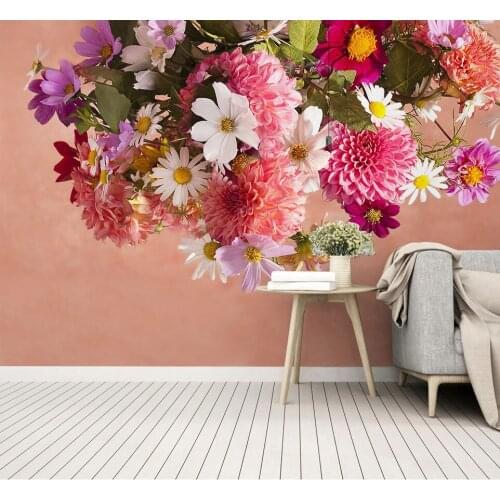 Bacaz Pink 3D Flower Mural Wallpaper for Walls Bedding Room Sofa Background 3D Flower Mural Wall papers 3d stickers