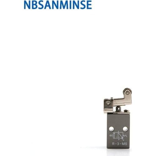 NBSANMINSE R-3-M5 2/3 way Air Mechnical Roller Valve Pneumatic Automation production line valve