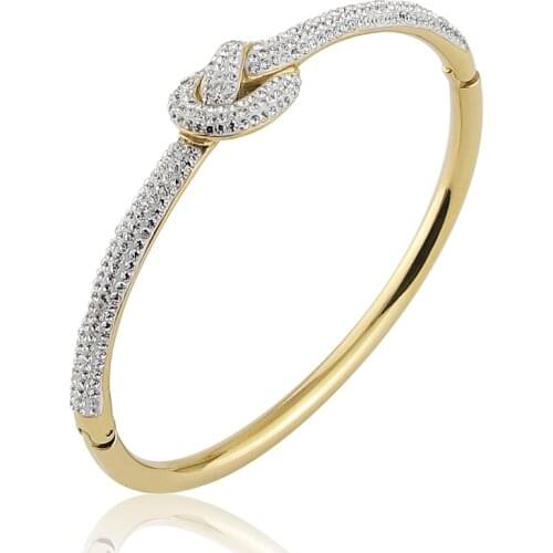 New Stainless Steel Jewelry Crystal Bracelets Casting Concentric Knot Bangle For Womens Who Love Gifts Wholesale