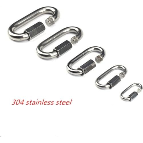 New Stainless Steel Screw Lock Climbing Gear Carabiner Quick Links Safety Snap Hook Chain Connecting Ring Carabiner Chain Buckle