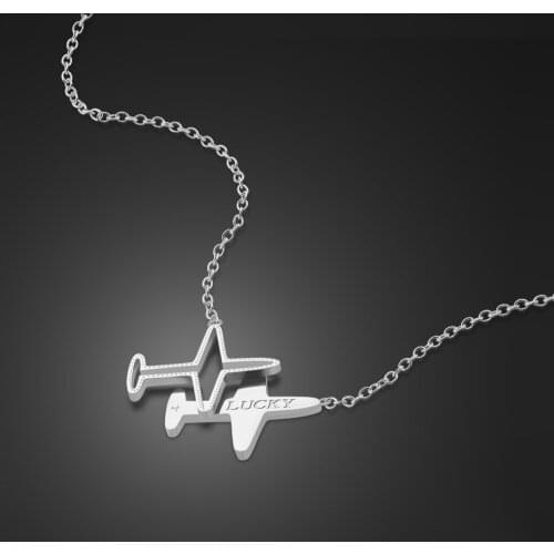 Charm Fashion 100% 925 Sterling Silver Necklaces For Women Rose Gold Airplane Pendant Choker Lucky Jewelry Party Gift