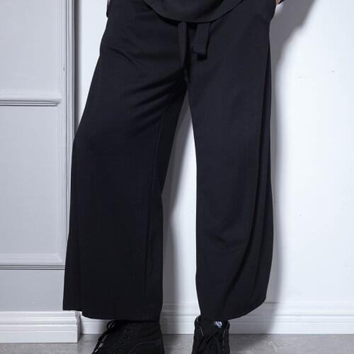 Autumn and winter thick pants nine points pants wide leg pants loose wild mens pants Europe and America hip-hop street style ni