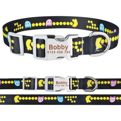 AiruiDog Personalized Dog Collar Custom Engraved Boy Girl Dogs Name Tag Adjustable S M L