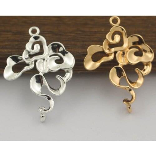 20pcs Brass Casted Flower Lucky Cloud Charms Connectors Pendant High Quality Gold Silver Color DIY Jewelry Crafts Accessories