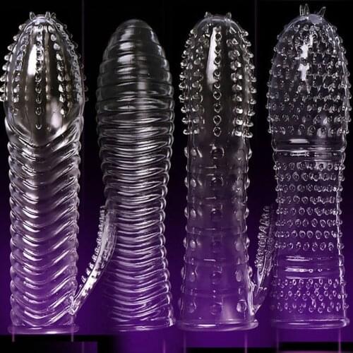 Crystal delay condom dot Penis sleeve lasting enlargement sex products spike Clitoris delay erection aid extend sex toys for men