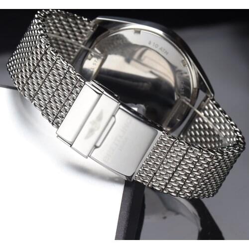 High quality 316L stainless steel watchband solid metal band for breitling AB2010 Watch strap mens luxury 22 24mm mesh bracelet