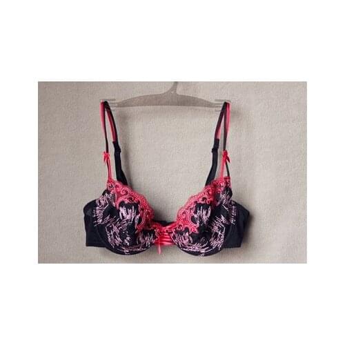 Luxurious embroidery sexy gauze single breasted ultra-thin underwear no pad bra