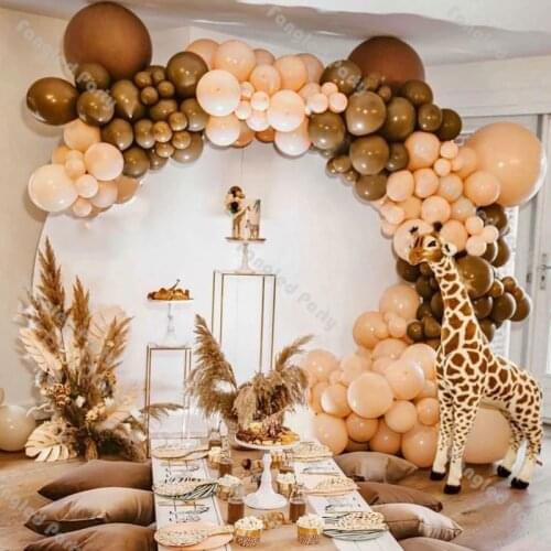 124pcs Cream Peach Globals Balloon Arch Kit Coffee Latex Balloons Birthday Bridal Baby Shower Wedding Party Decor