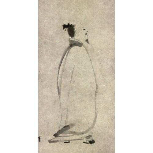 Top 100 traditional Chinese painting masterpiece reproduction canvas print Poet Li Bai created with ink splash by Liang Kai