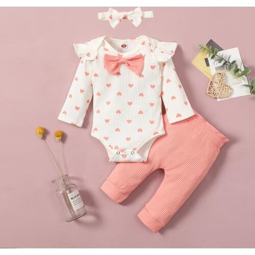 Ma&Baby 0-24M Newborn Infant Baby Girls Clothes Set Bow Knitted Long Sleeve Romper Pants Sweaters Suit Outfits Autumn DD40
