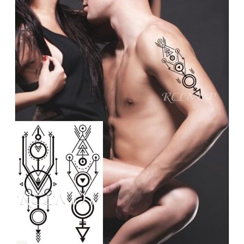 Waterproof Temporary Tattoo Sticker Totem Geometric Symbol Arrow Fake Tatto Flash Tatoo Arm Leg Back Body Art for Men Women