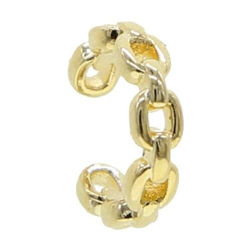 Gold color clip on earring cuban link chain design 1 piece ear cuff for women