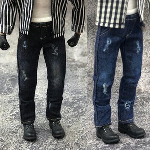 1/12 Scale Male Soldier Casual Washed Jean Clothing Model for 6in Action Figure Doll Accessories Toy