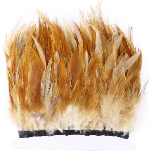 1 Meter Natural Rooster Feathers Trim 10-15CM Chicken Feather Ribbon For Crafts Wedding Dress Sewing Decoration Plumes Wholesale