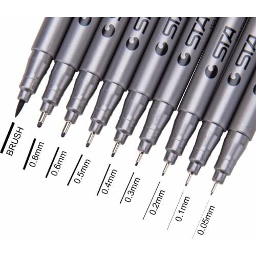 1pcs New Water Based Brush Markers Different Size Pigment Liner Triangular Fineliner Pens For Art Supplies Stationery