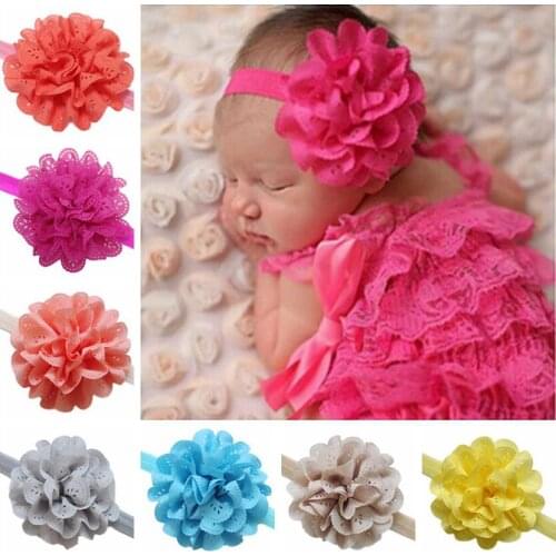 2016 baby infant headbands baby hollow Chiffon Flowers elastic headband children girl hair accessories 10pcs/lot