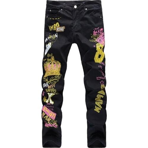 2021 New Fashion Design Letter Print Straight Pants Causal Denim Pants Plus Size 38 Men Jeans